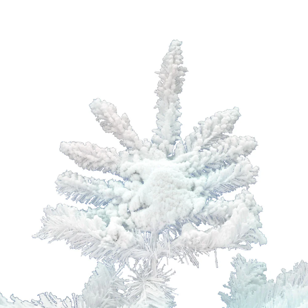 7'6"Hx65"W Flocked White Spruce Artificial Christmas Tree, Unlit -White - Image 2