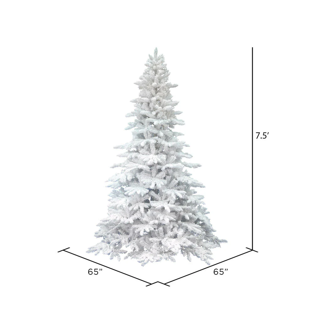 7'6"Hx65"W Flocked White Spruce Artificial Christmas Tree, Unlit -White - Image 3