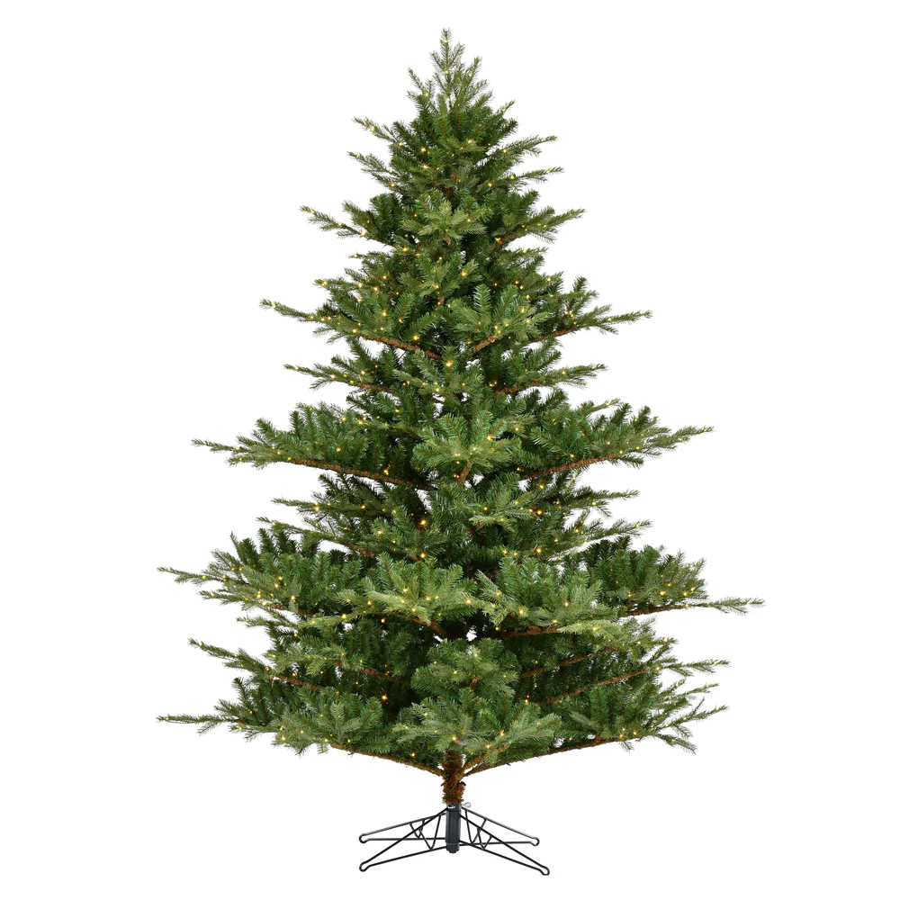 7'6"Hx67"W PE Sherwood Fir Artificial Christmas Tree, LED Pre-Lit -Green