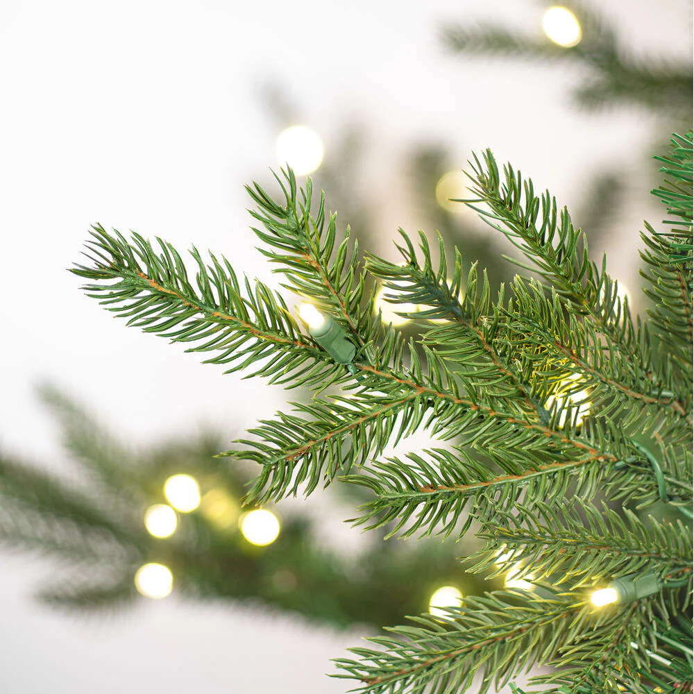 7'6"Hx67"W PE Sherwood Fir Artificial Christmas Tree, LED Pre-Lit -Green - Image 2