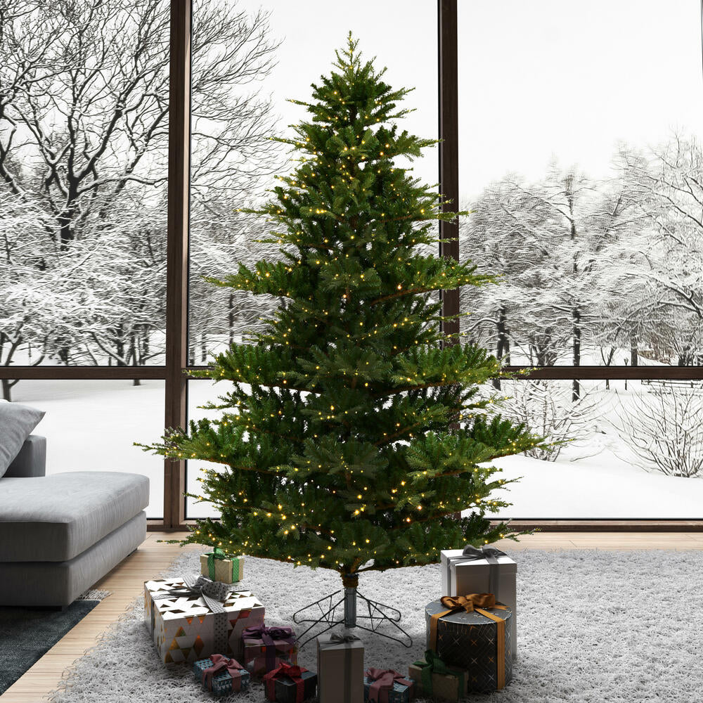 7'6"Hx67"W PE Sherwood Fir Artificial Christmas Tree, LED Pre-Lit -Green - Image 7