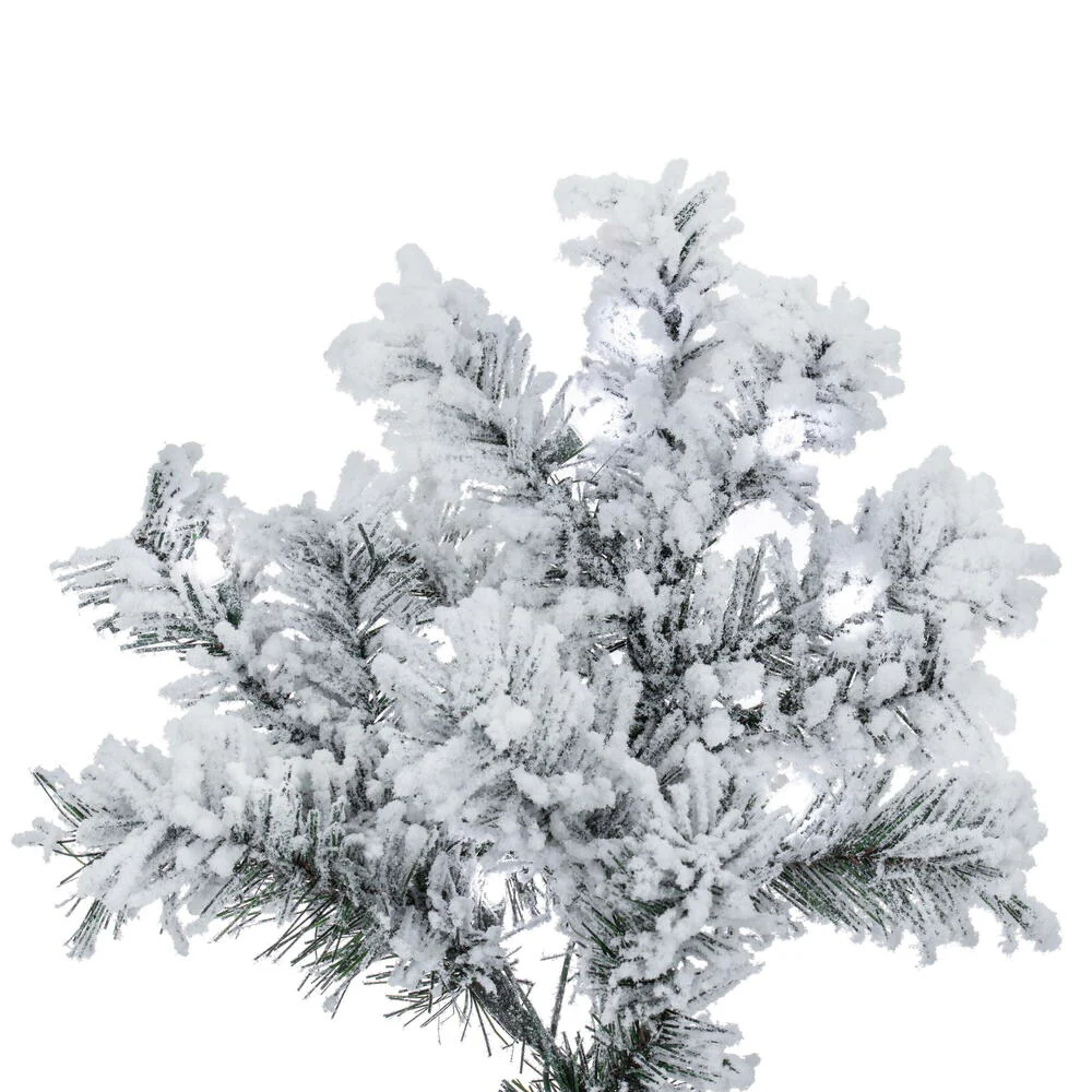 7'6"Hx68"W Flocked Alaskan Pine Artificial Christmas Tree, LED Pre-Lit -White - Image 5