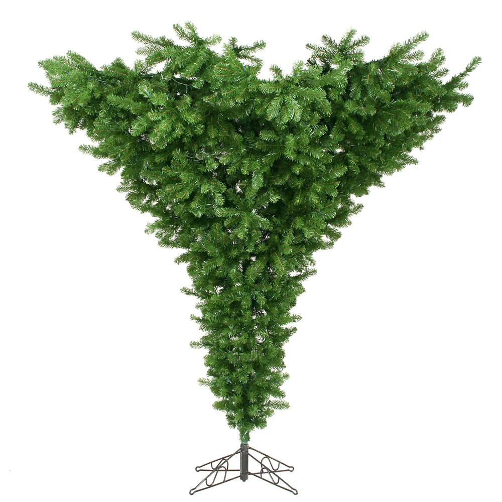 7'6"Hx95"W Upside-Down Pine Artificial Christmas Tree, Unlit -Green