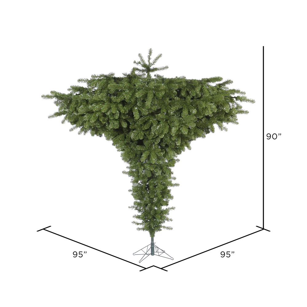 7'6"Hx95"W Upside-Down Pine Artificial Christmas Tree, Unlit -Green - Image 2