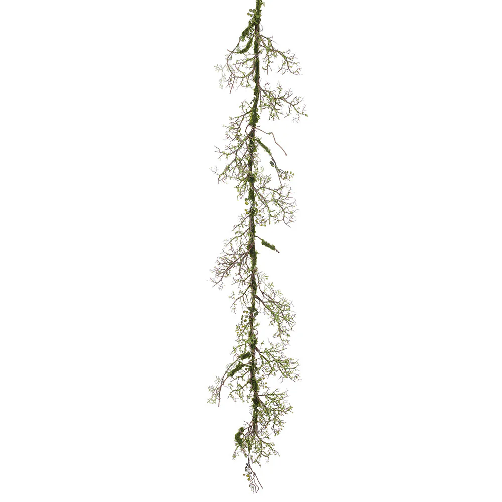 78.5" Moss Twig & Mini Fern Silk Garland -Green (Pack of 6)