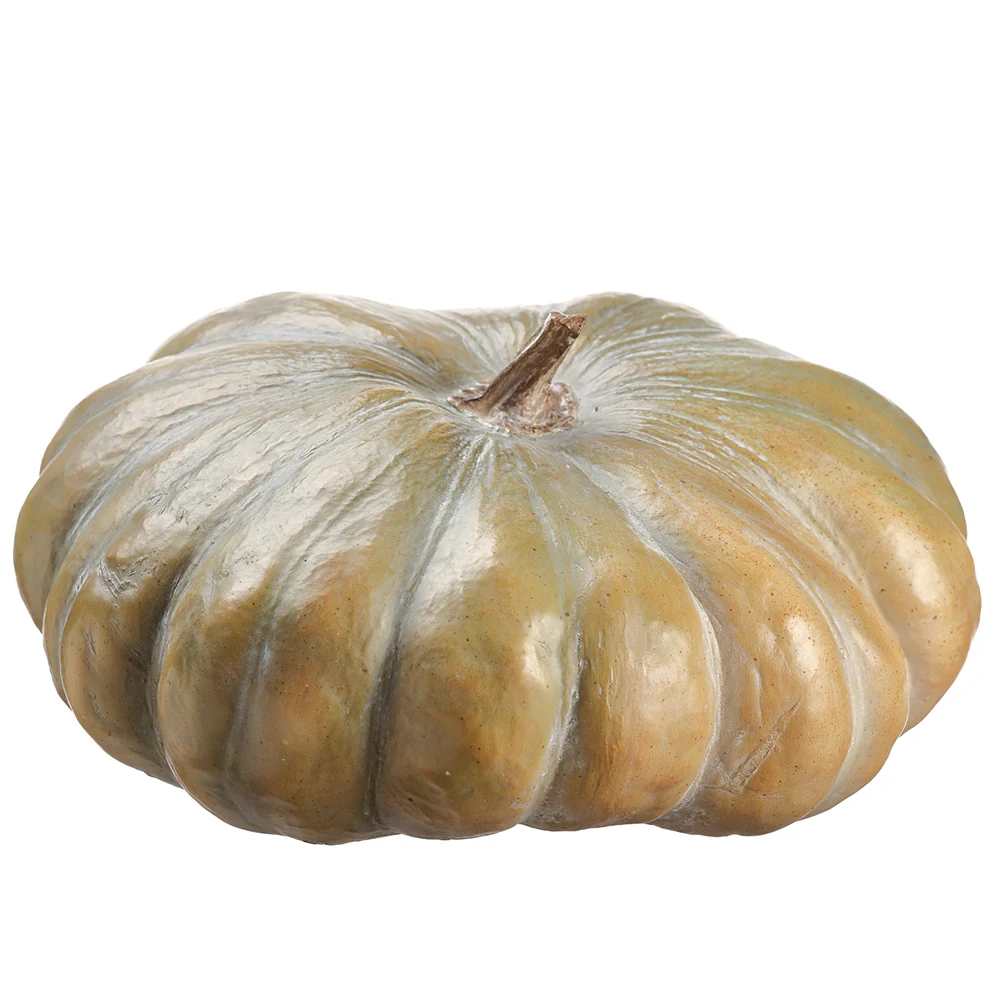 7"Hx13.5"W Artificial Pumpkin -Orange/Green
