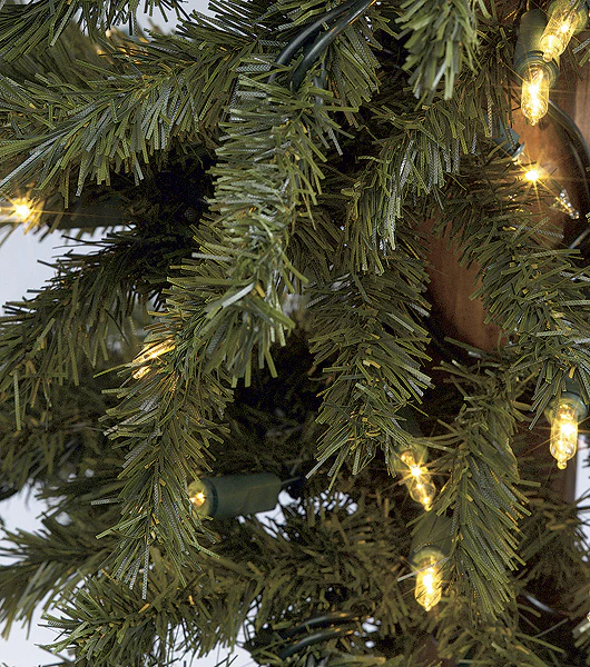 7'Hx32"W Natural Trunk Alpine Artificial Tree, LED Pre-Lit -Green - Image 2