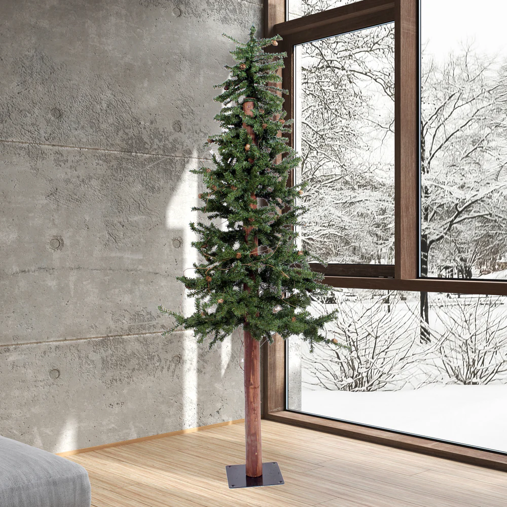 7'Hx41"W Natural Trunk Alpine Artificial Christmas Tree With Pinecone & Vines, Unlit -Green - Image 5