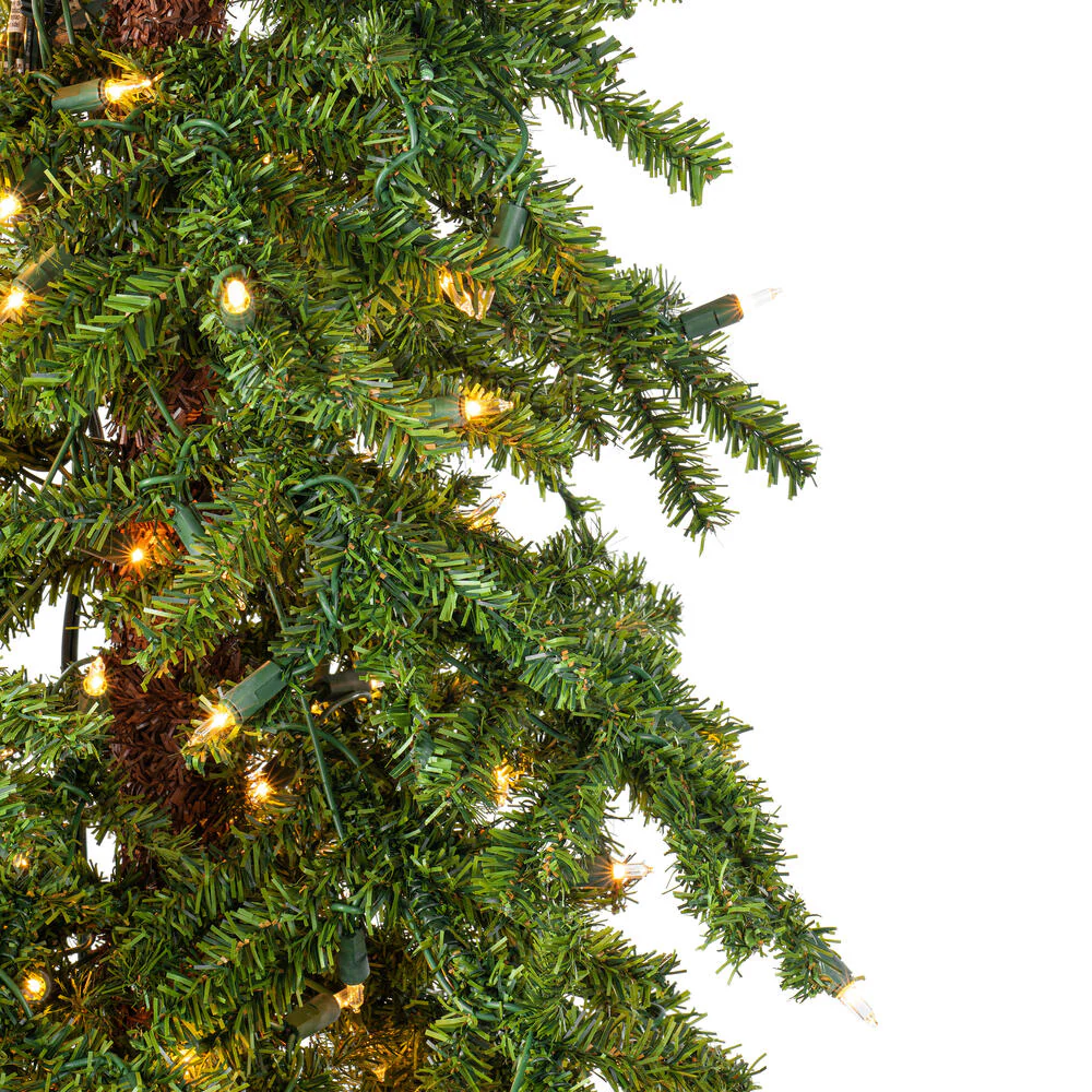 7'Hx44"W Natural Trunk Alpine Artificial Christmas Tree, LED Pre-Lit -Green - Image 5