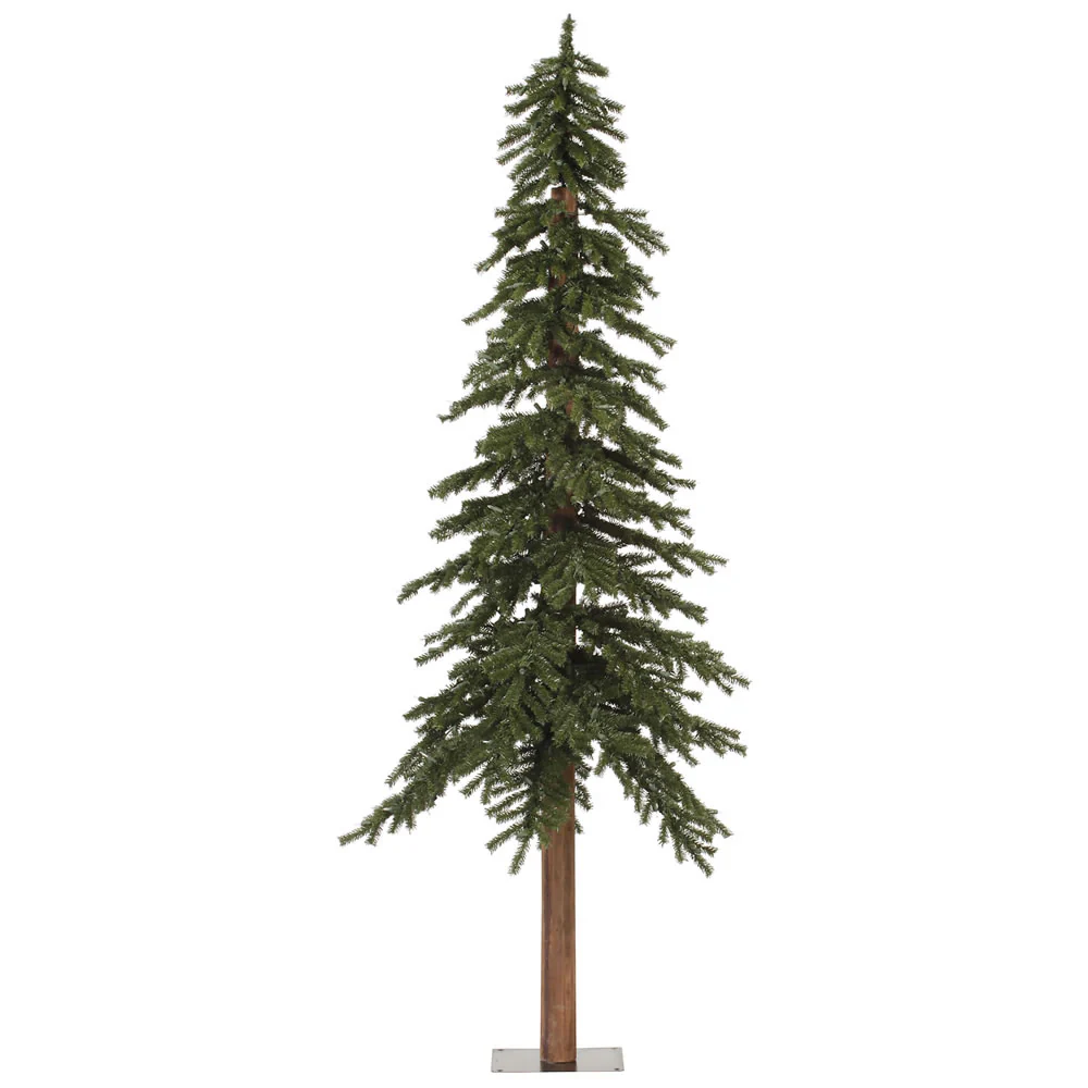 7'Hx44"W Natural Trunk Alpine Artificial Christmas Tree, Unlit -Green