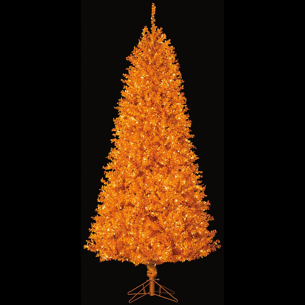 7'Hx44"W PVC Mini Leaf Pencil Artificial Christmas Tree, LED Pre-Lit -Orange - Image 2