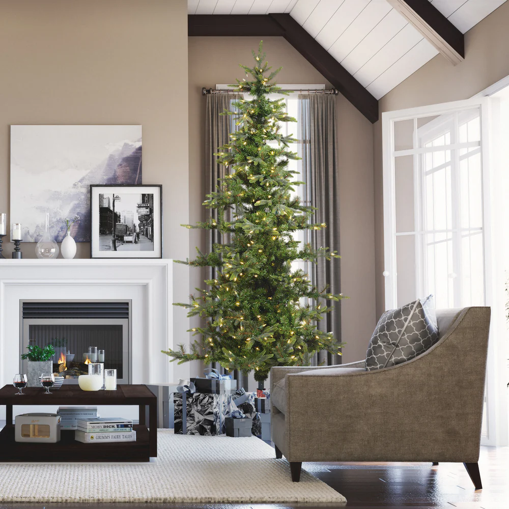 7'Hx44"W Shawnee Fir Artificial Christmas Tree, LED Pre-Lit -Green - Image 6