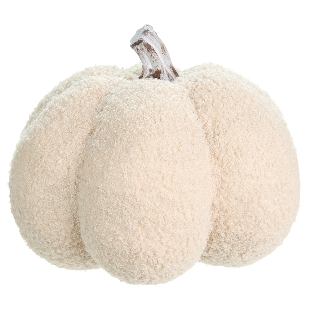 8.25"Hx9.75"W Artificial Fur Pumpkin -Beige (Pack of 2)
