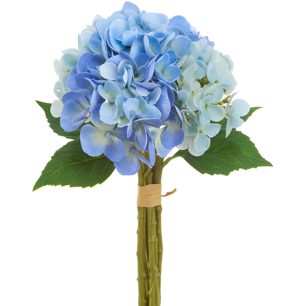 8.5" Hydrangea Silk Flower Bouquet -Blue (Pack of 6)