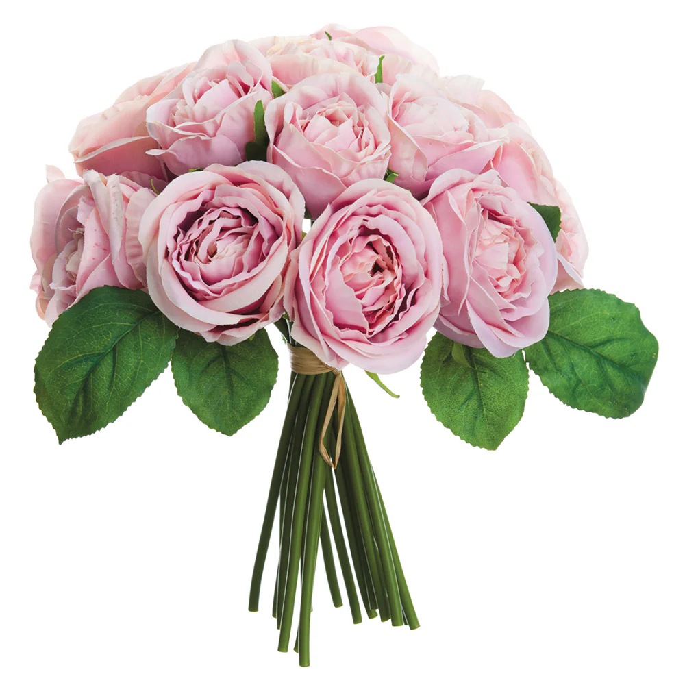 8.5" Rose Silk Flower Bouquet -Pink (Pack of 12)