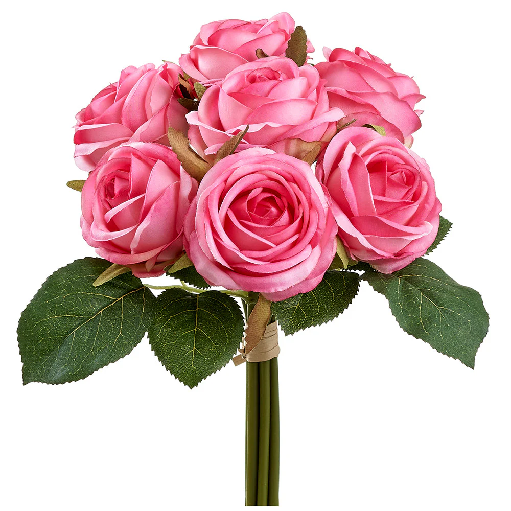 8.5" Silk Rose Flower Bouquet -Pink (Pack of 12)