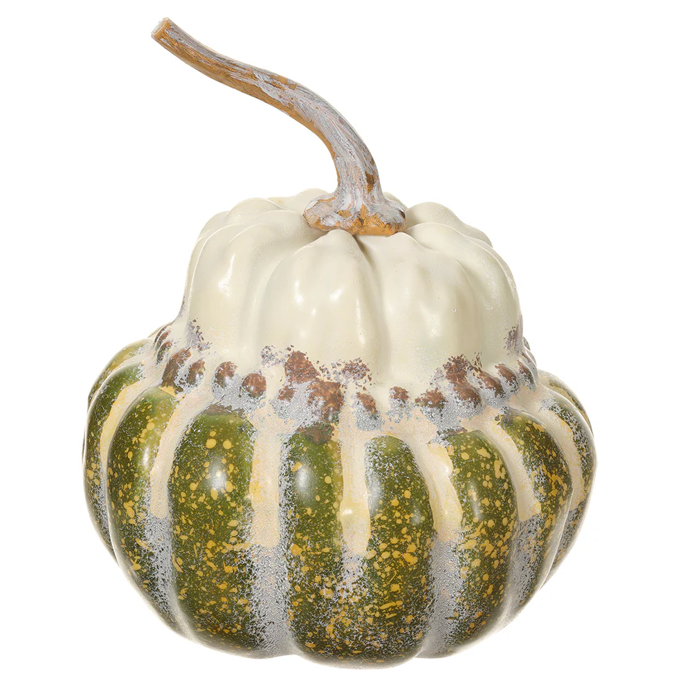8.5"Hx6.5"W Artificial Acorn Squash -Green/Cream (Pack of 6)
