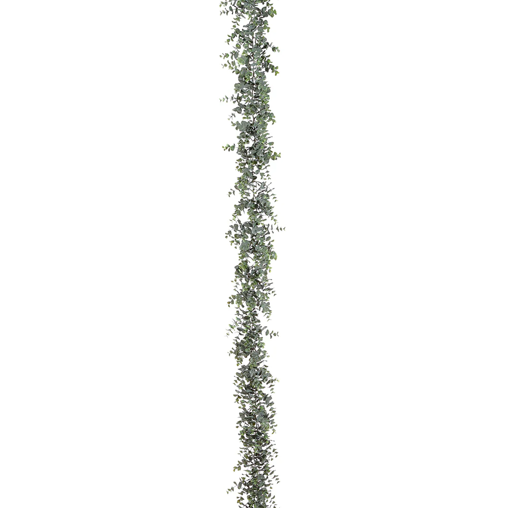8' Artificial Eucalyptus Leaf Garland -Frosted Green (Pack of 4)