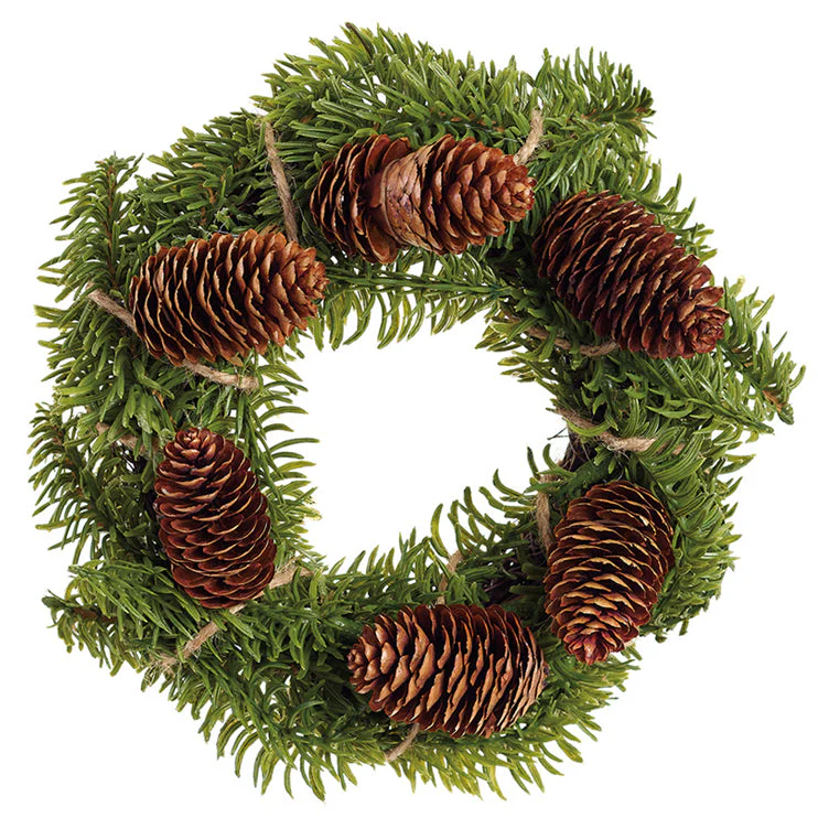 8" Artificial Pine & Pinecone Wreath -Green/Brown (Pack of 6)