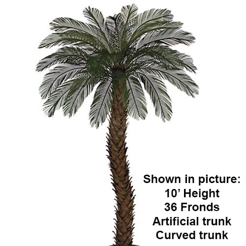 8' Custom-Made Outdoor UV-Proof Large Artificial Sago Cycas Palm Tree -36 Fronds -Green