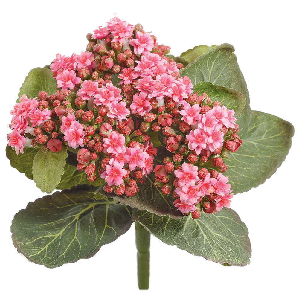 8" Kalanchoe Silk Flower Bush -Pink (Pack of 24)