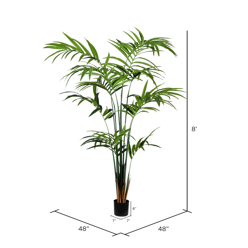 8' Kentia Silk Palm Tree w/Plastic Pot -Green - Image 3