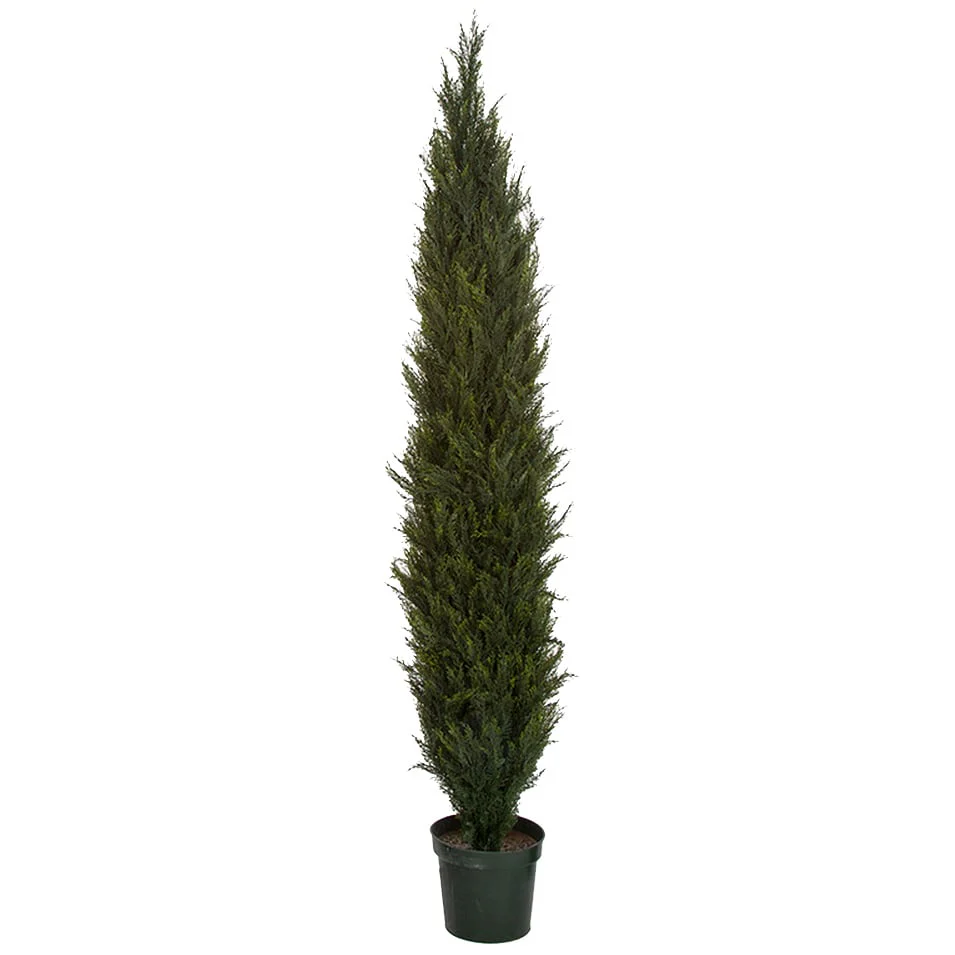 8' Outdoor UV-Resistant Artificial Cypress Cone-Shaped Topiary Tree -Green