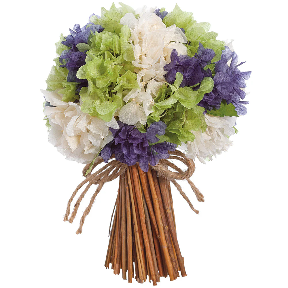 8" Preserved Hydrangea Standing Flower Bouquet -Green/Blue