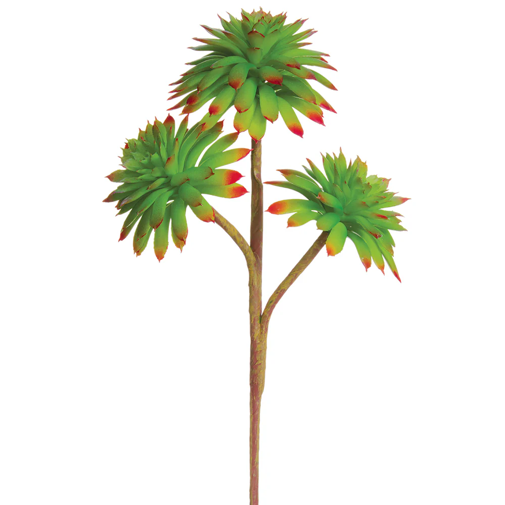 8" Real Touch Artificial Echeveria Stem Pick -Green/Burgundy (Pack of 12)