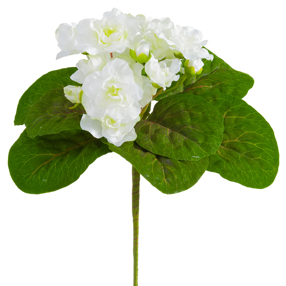 8" Silk African Violet Flower Bush -White (Pack of 24)