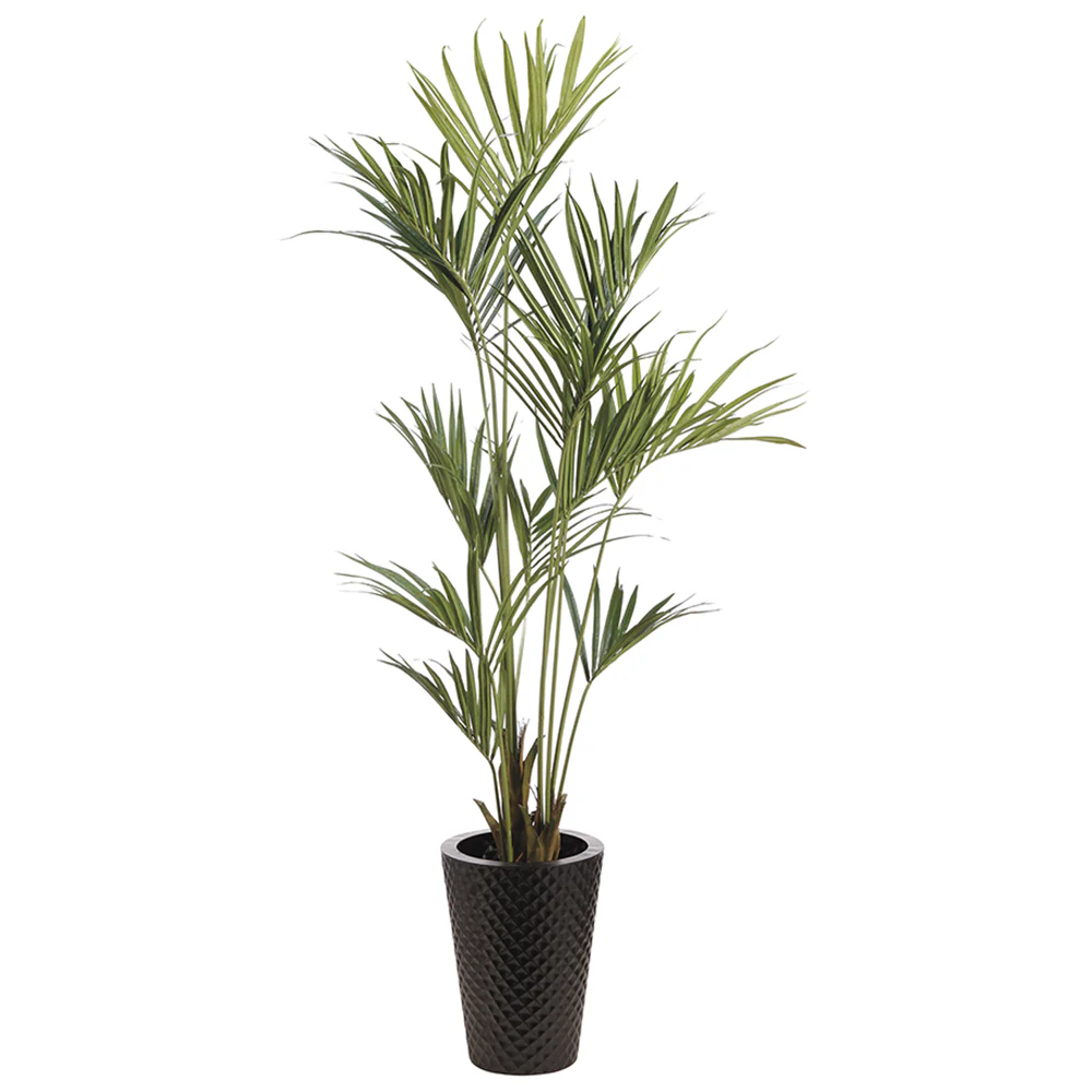 8' Silk Kentia Palm Tree w/Metal Pot -Green