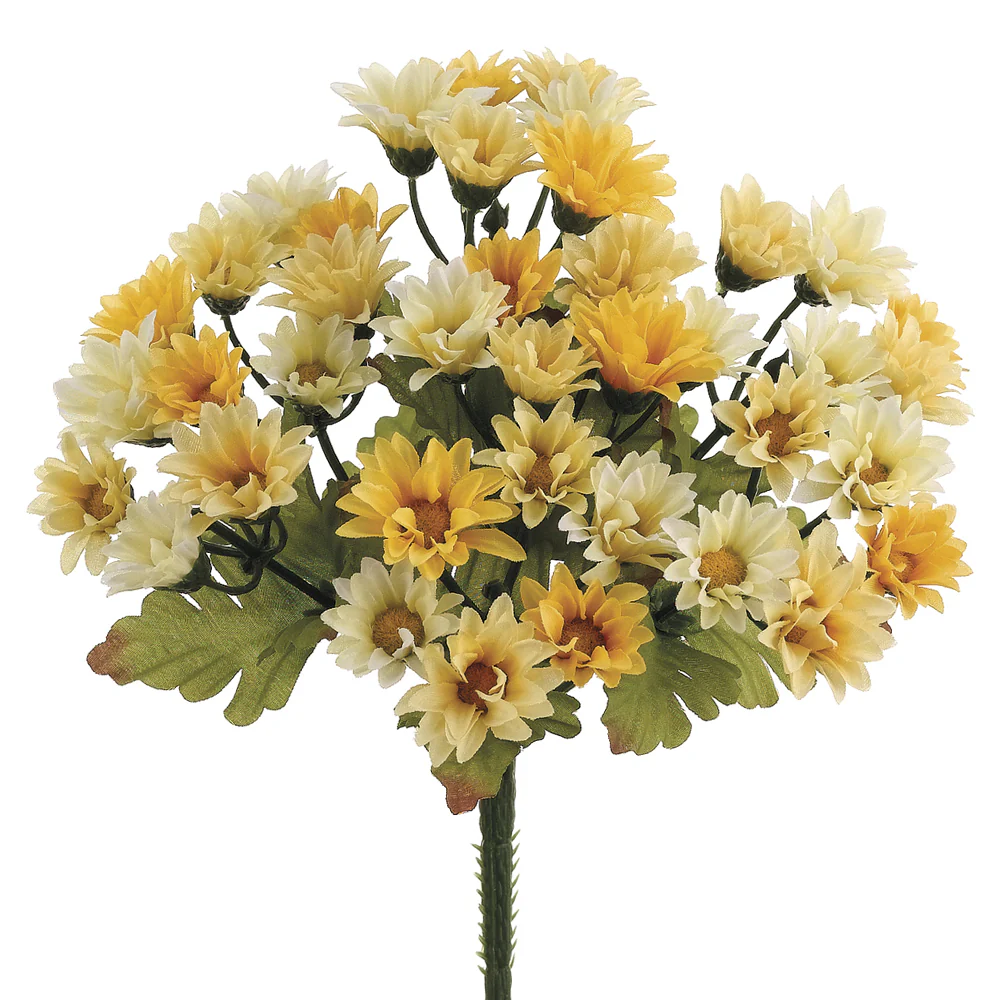 8" Silk Mini Daisy Flower Bush -2 Tone Yellow (Pack of 24)