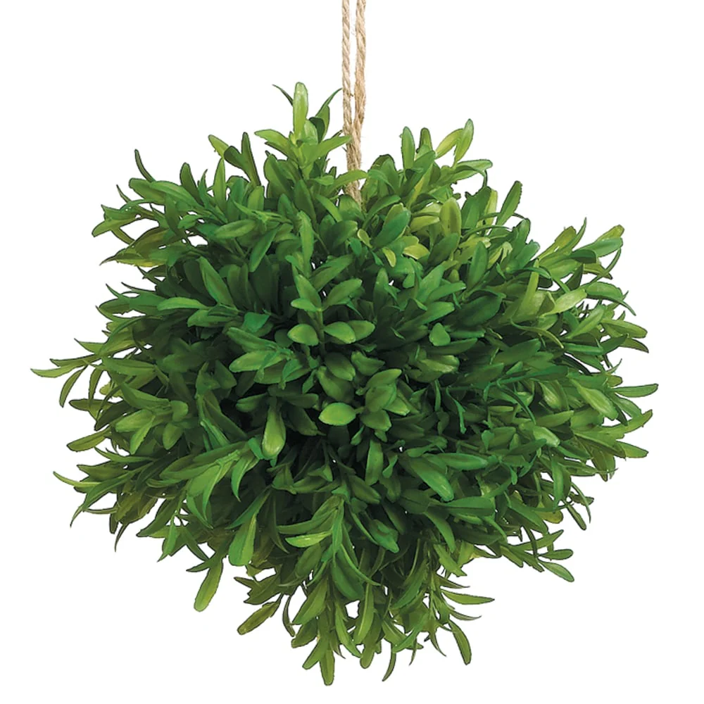 8" Tea Leaf Ball-Shaped Artificial Topiary -Green (Pack of 8)