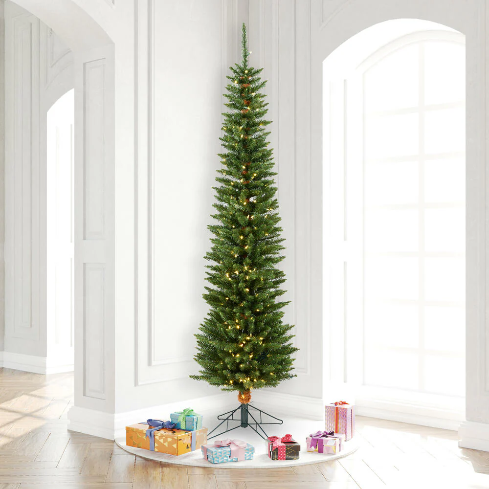 8'6"Hx28"W Pole Durham Pine Artificial Christmas Tree, LED Pre-Lit -Green - Image 5