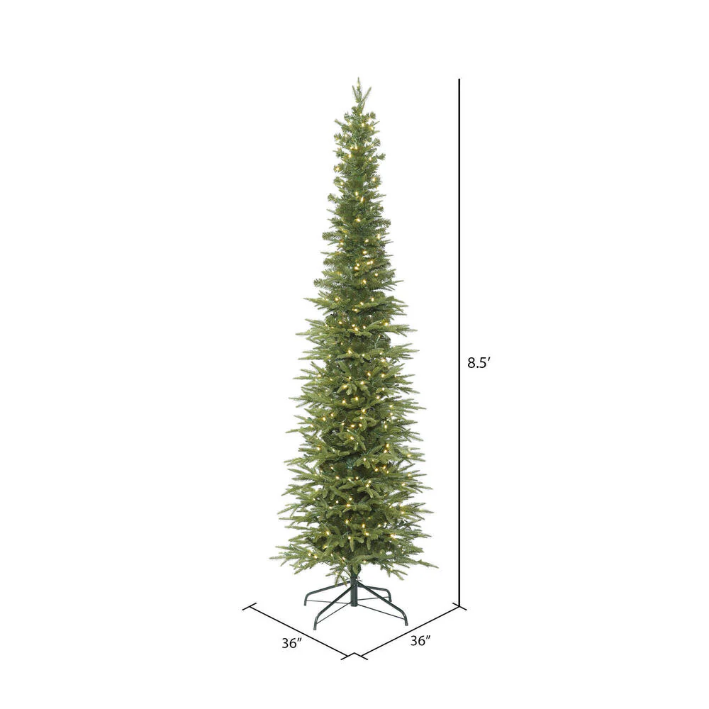 8''6"Hx36"W PE Pencil Bixley Fir Artificial Christmas Tree, LED Pre-Lit -Green - Image 3