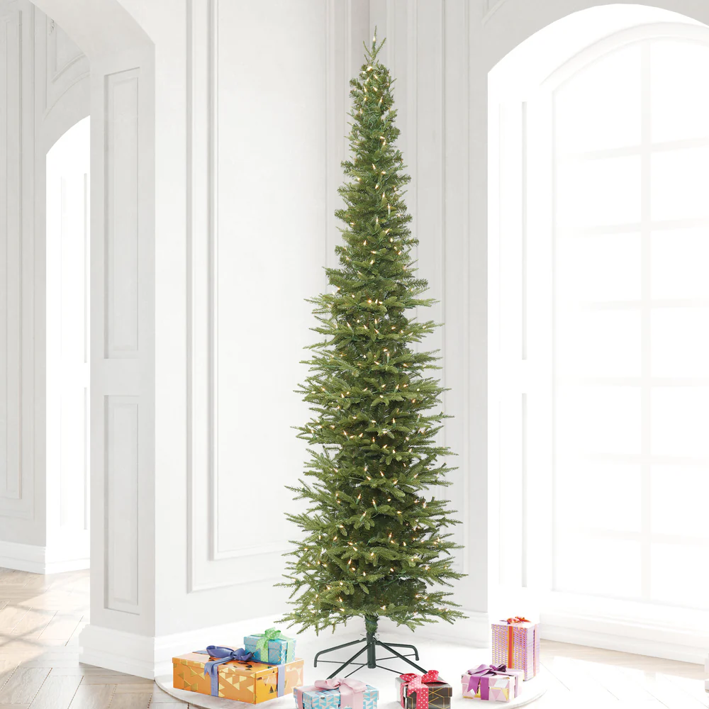 8''6"Hx36"W PE Pencil Bixley Fir Artificial Christmas Tree, LED Pre-Lit -Green - Image 6