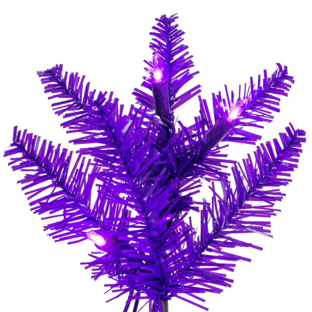 8'6"Hx38"W Pencil Artificial Christmas Tree, LED Pre-Lit (Purple) -Purple - Image 5
