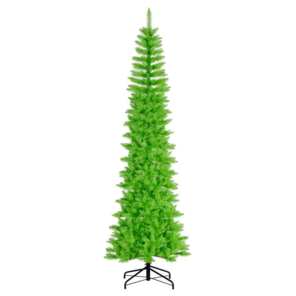 8'6"Hx38"W Pencil Artificial Christmas Tree, Unlit -Lime