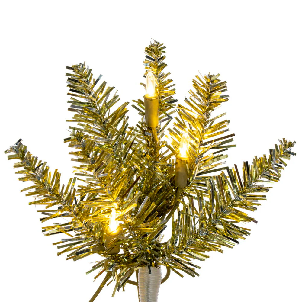 8'6"Hx38"W Tinsel Pencil Artificial Christmas Tree, LED Pre-Lit -Champagne - Image 2