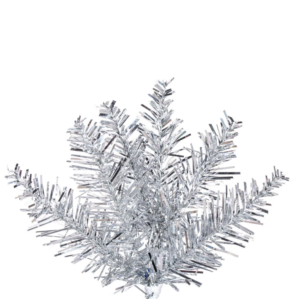 8'6"Hx38"W Tinsel Pencil Artificial Christmas Tree, Unlit -Silver - Image 2