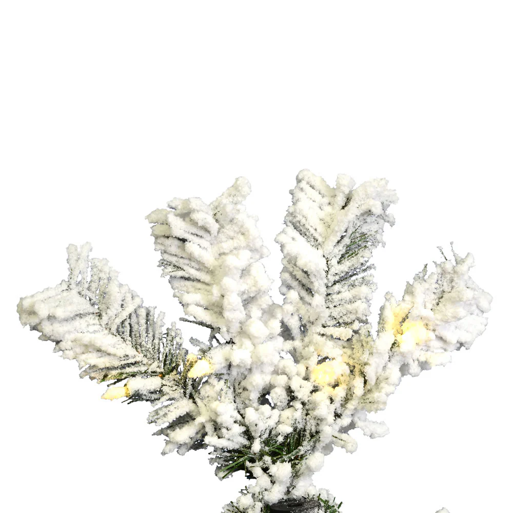 8'6"Hx40"W Flocked Pencil Pacific Pine Artificial Christmas Tree, LED Pre-Lit -White - Image 2