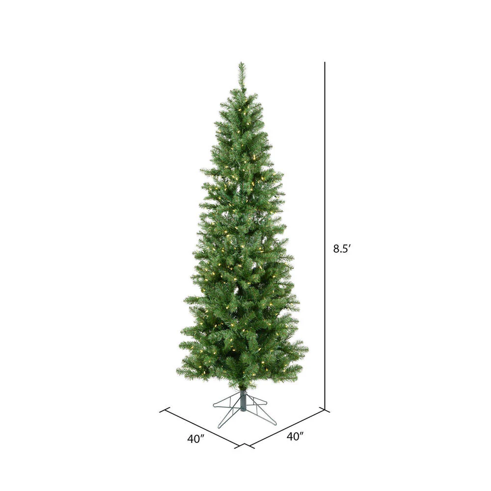 8'6"Hx40"W Slim Salem Pine Artificial Christmas Tree, LED Pre-Lit -Green - Image 3