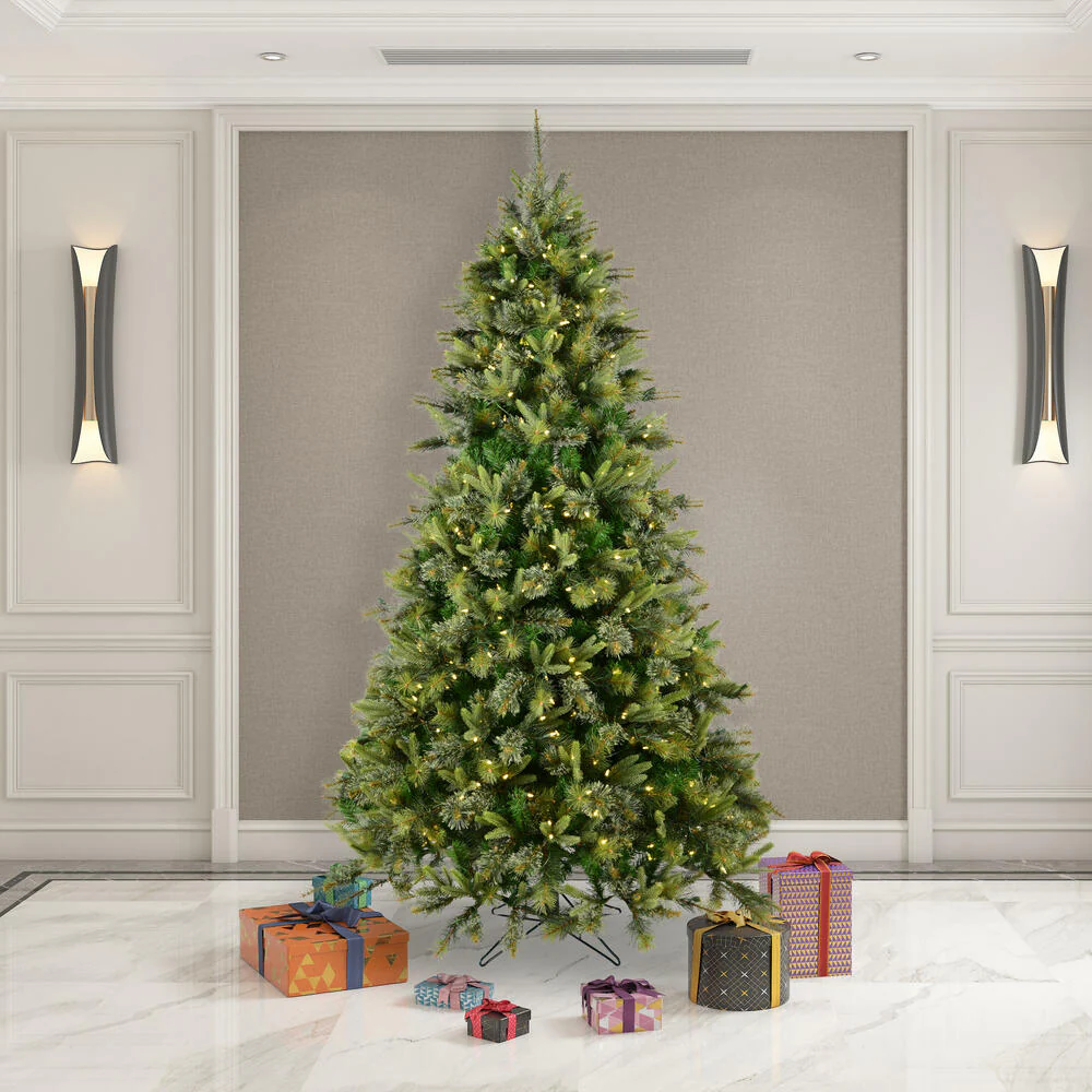 8'6"Hx61"W PE Cashmere Pine Artificial Christmas Tree, LED Pre-Lit -Green - Image 6