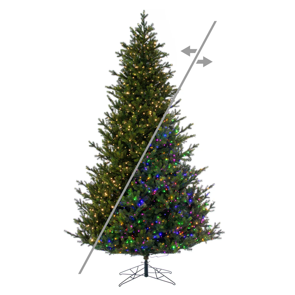 8'6"Hx64"W PE Welch Fraser Artificial Christmas Tree, Micro LED Pre-Lit (Multi-Mode) -Green