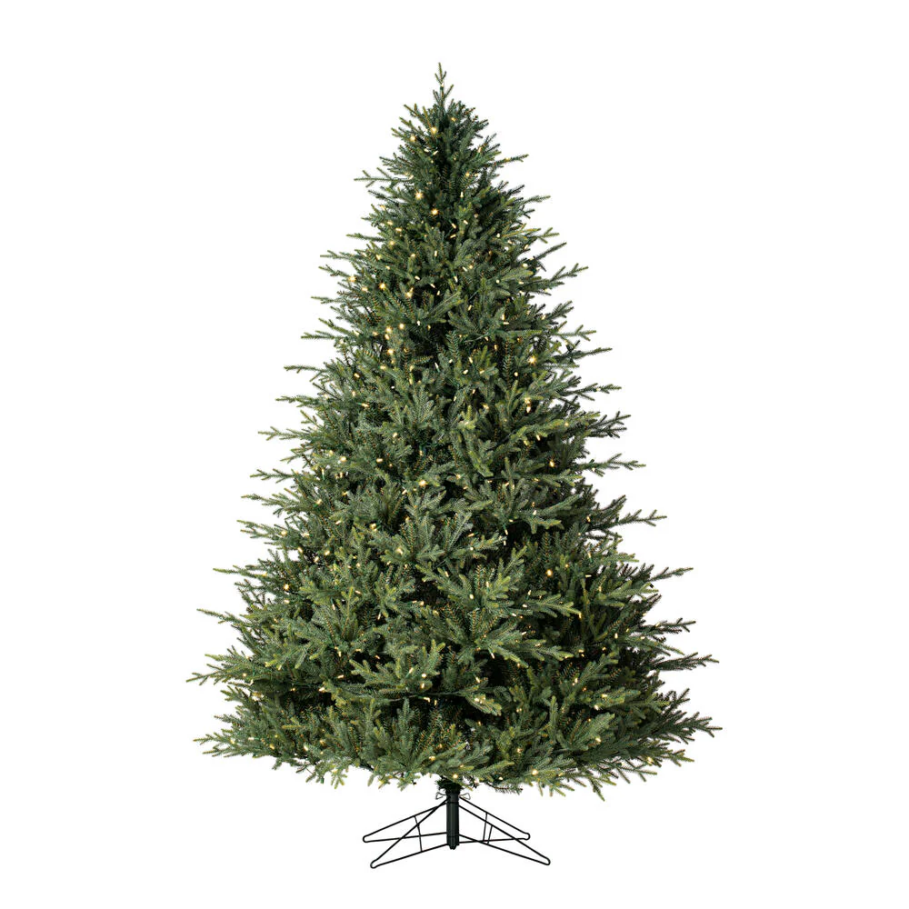 8'6"Hx70"W PE Itasca Fraser Artificial Christmas Tree, LED Pre-Lit -Green