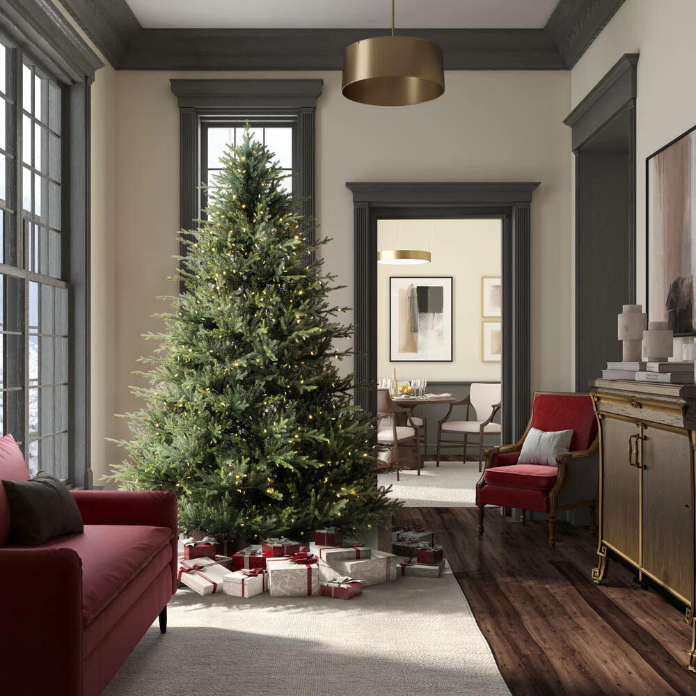 8'6"Hx70"W PE Itasca Fraser Artificial Christmas Tree, LED Pre-Lit -Green - Image 7