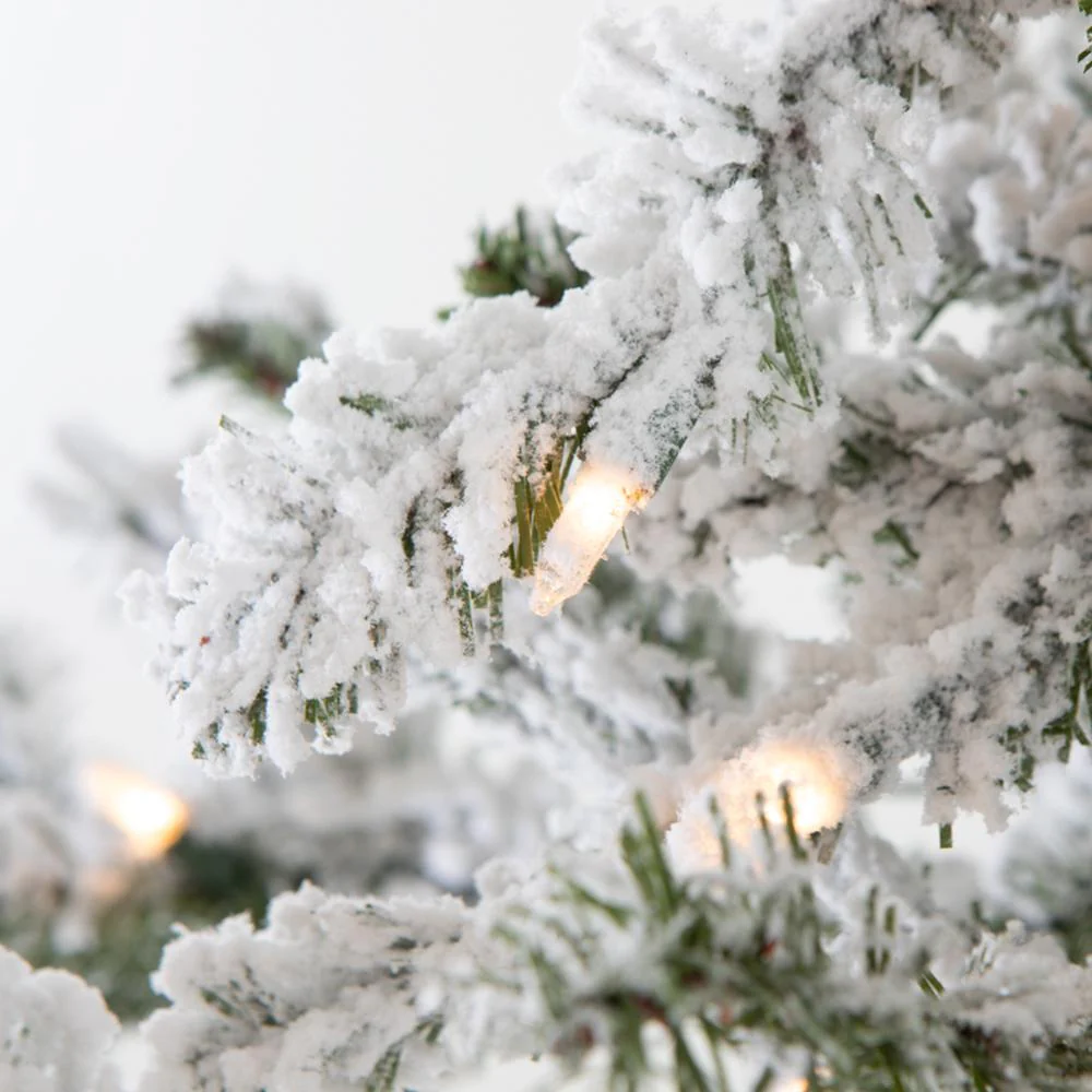 8'Hx41"W Flocked Pine Artificial Tree, Pre-Lit -Green - Image 4