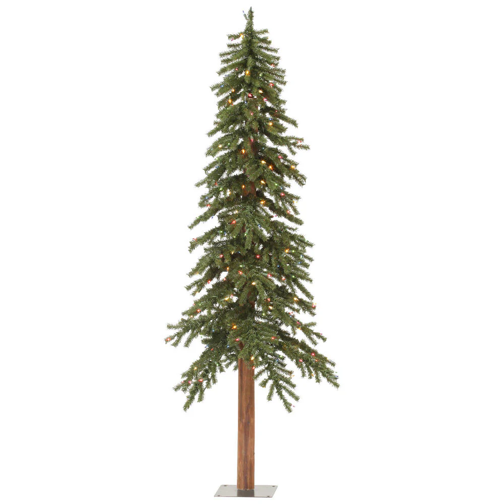 8'Hx50"W Natural Trunk Alpine Artificial Christmas Tree, Micro LED Pre-Lit (Multi-Mode) -Green - Image 2