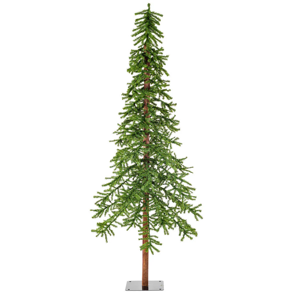 8'Hx50"W Natural Trunk Alpine Artificial Christmas Tree, Unlit -Green