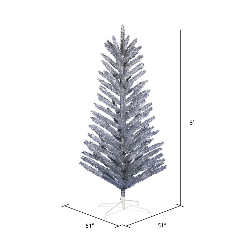 8'Hx51"W Vintage Aluminum Pine Artificial Christmas Tree, Unlit -Silver - Image 3